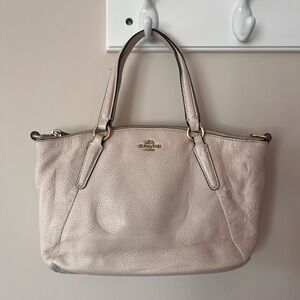 Coach Cream Pebbled Leather Shoulder Bag F57563